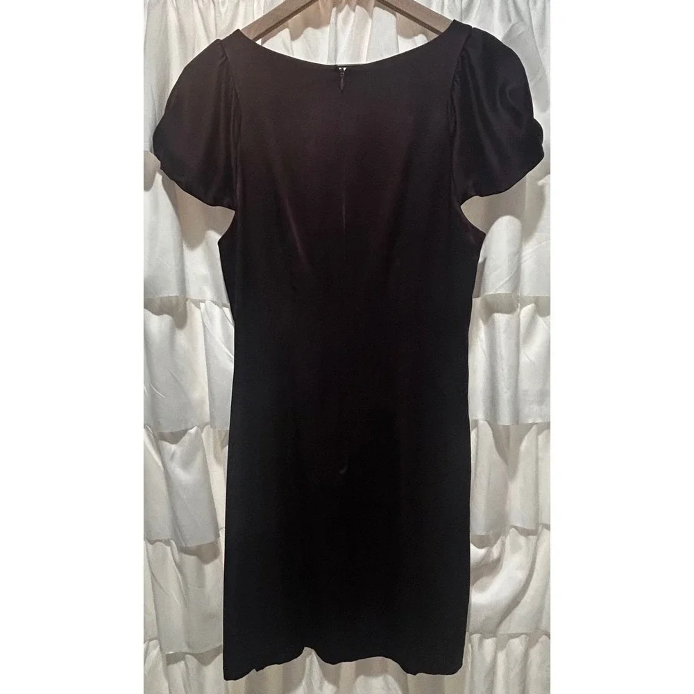 Banana Republic Silk Purple Dress Short Puff Sleeve Career Formal Womens Size 10